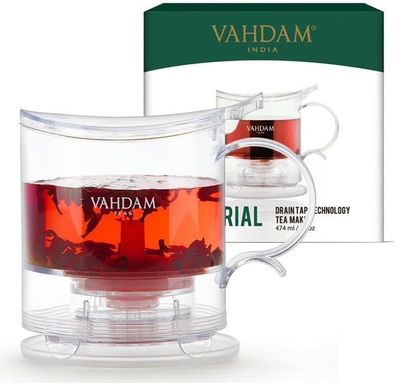 VAHDAM Imperial Tea Maker, 470 ml, Bottom Dispensing Tea Pot with Drain-Tap Technology - Image 1